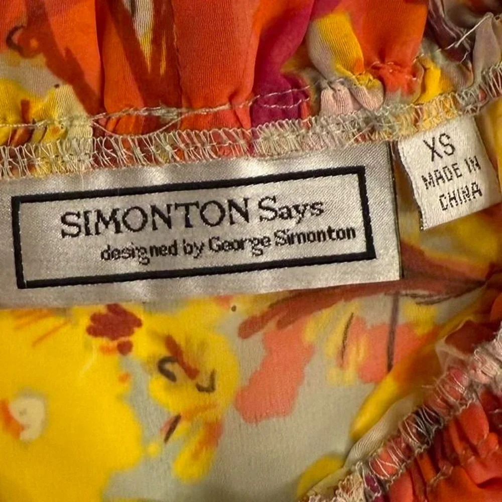 Vibrant Boho Unique Cottagcore George Simonton Frilly Blouse Women’s XS - Picture 2 of 5